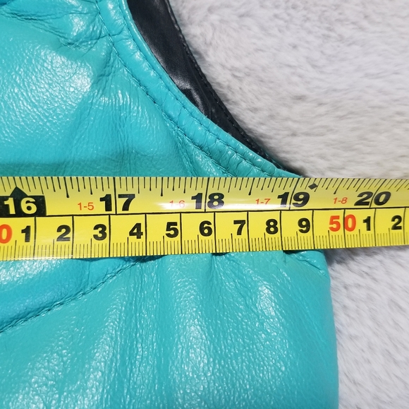 Blink faux leather vest, blue and black, medium - Picture 7 of 9